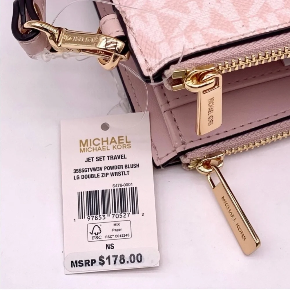 MICHAEL KORS Jet Set Large Ombré Signature Logo Wristlet Phone Holder Wallet